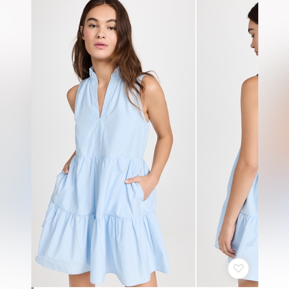Amanda Uprichard Connolly Dress Powder Blue tiered ruffle metallic size Small